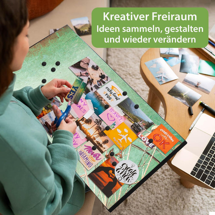 banjado Magnettafel schwarz 78 x 37cm / Magnetwand Metall/Magnetpinnwand als Memoboard/Pinnwand Magn