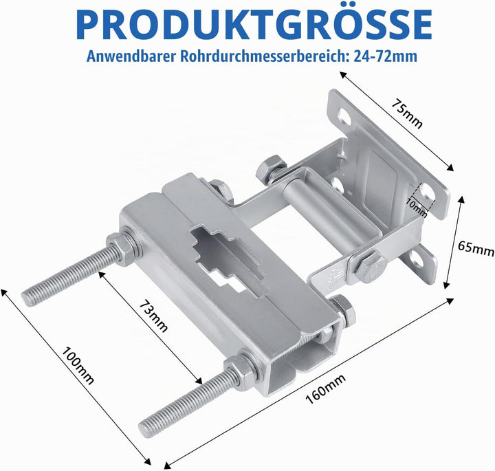 1 Stück Verstellbare Antennen Masthalterung, Anti-Rost-Antennenmastklemme, Mast-zu-Mast-Halterungs-K