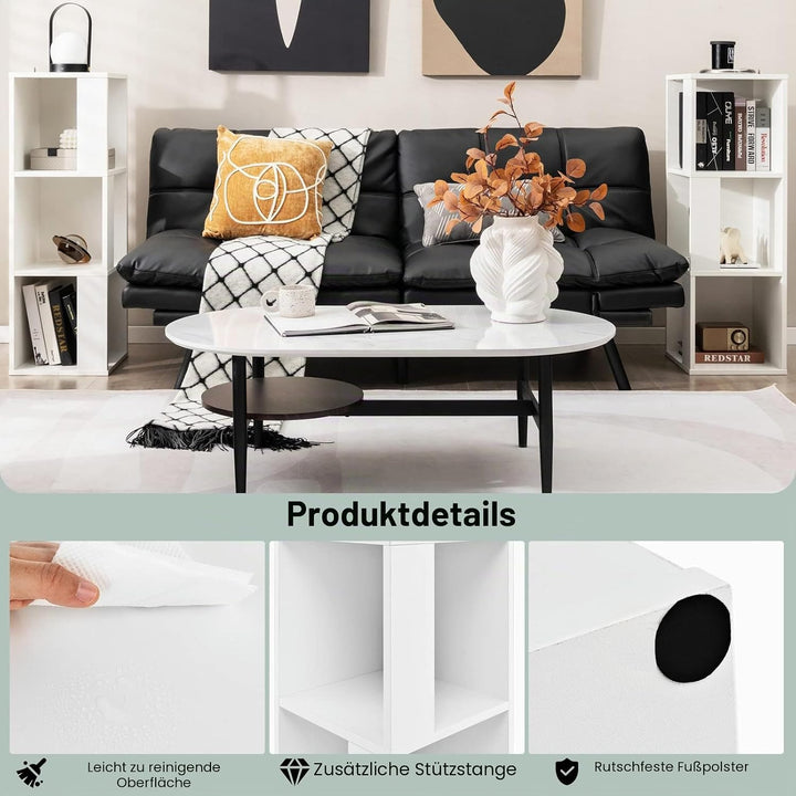 GIANTEX Bücherregal, 3 Ebenen, Bücherregal mit 6 offenen Fächern und Kippschutz, Bücherregal, modern