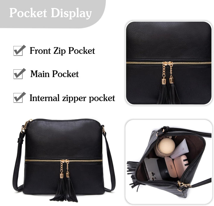 PORRASSO Mode Umhängetasche Damen Schultertasche Beuteltasche PU Handtasche für Reisen Arbeit Täglic