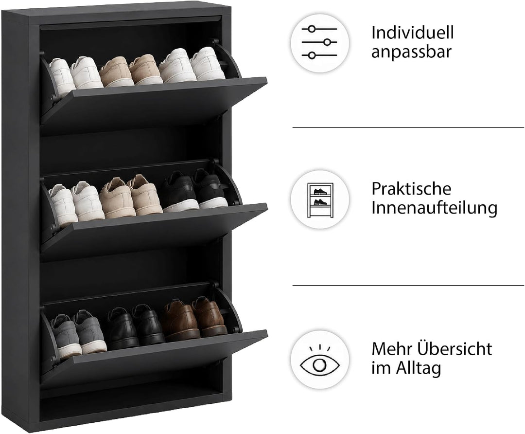 Klapp-Schubladen-Schuhschrank, Aufbewahrungs-Organizer, freistehendes Schuhregal, Wandmontage, Keine