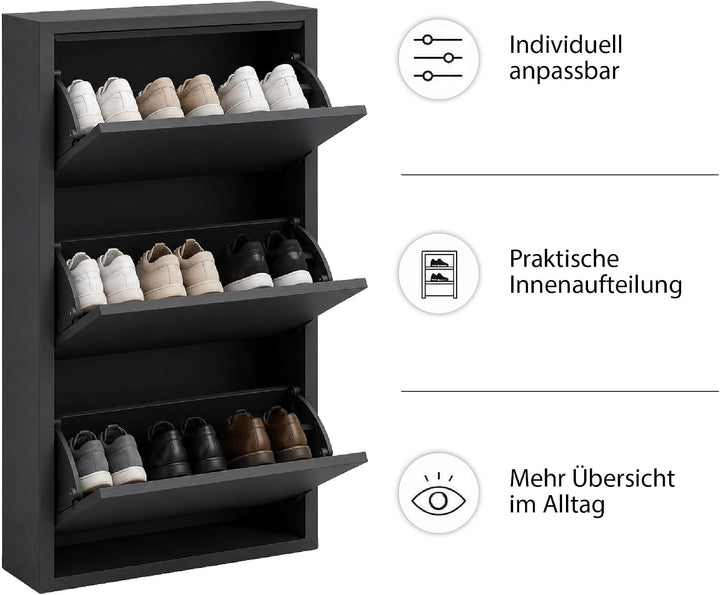 Klapp-Schubladen-Schuhschrank, Aufbewahrungs-Organizer, freistehendes Schuhregal, Wandmontage, Keine