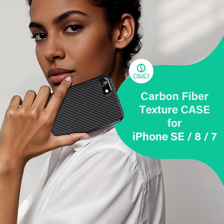 ONES Ultra Dünn Hülle für iPhone SE3 SE2 SE 8 7 · Kohlefaser-Textur [Fingerabdruck Verhinderung] [Ka