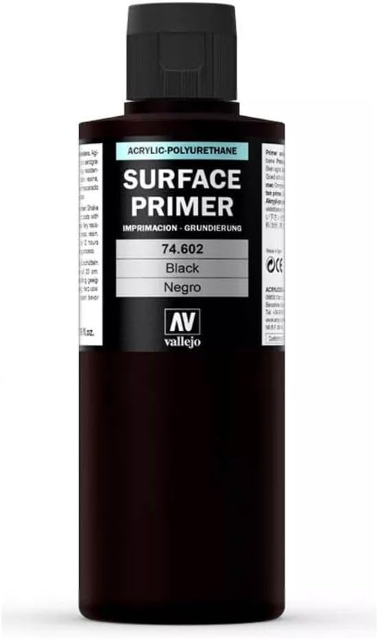 Vallejo Surface Primer Schwarz 200 Ml. Mattes Finish für Airbrush, schnelltrocknend und hohe Haftung