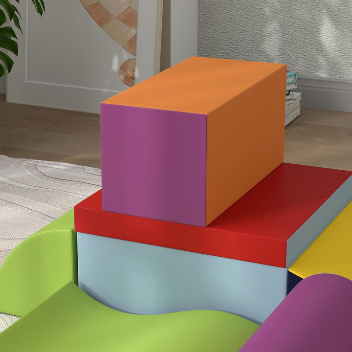 HOMCOM 7 TLG. Schaumstoff Bausteine Kinder Softbausteine Toben & Klettern Bauklötze Weiche Riesenbau