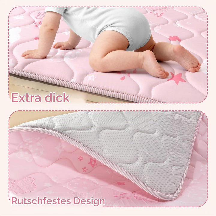 Krabbelmatt Baby 127x127cm,Faltbar Spielmatte Baby,Weiche Dicke Krabbeldecke maschinenwaschbare für