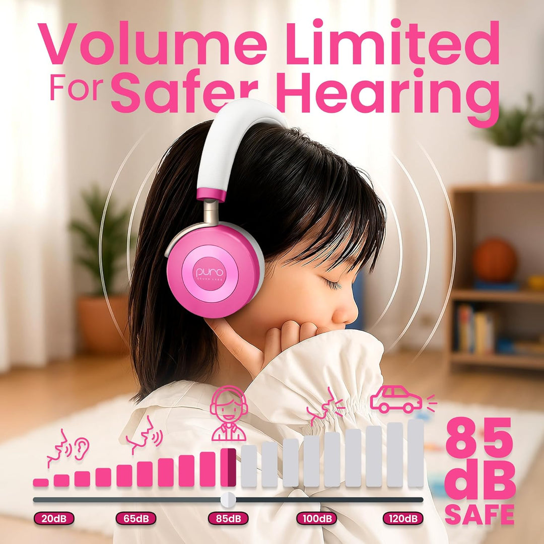 Puro Sound Labs JuniorJam Plus Lautstärkebegrenzende Kopfhörer für Kinder, sicherer Audio-Schutz für