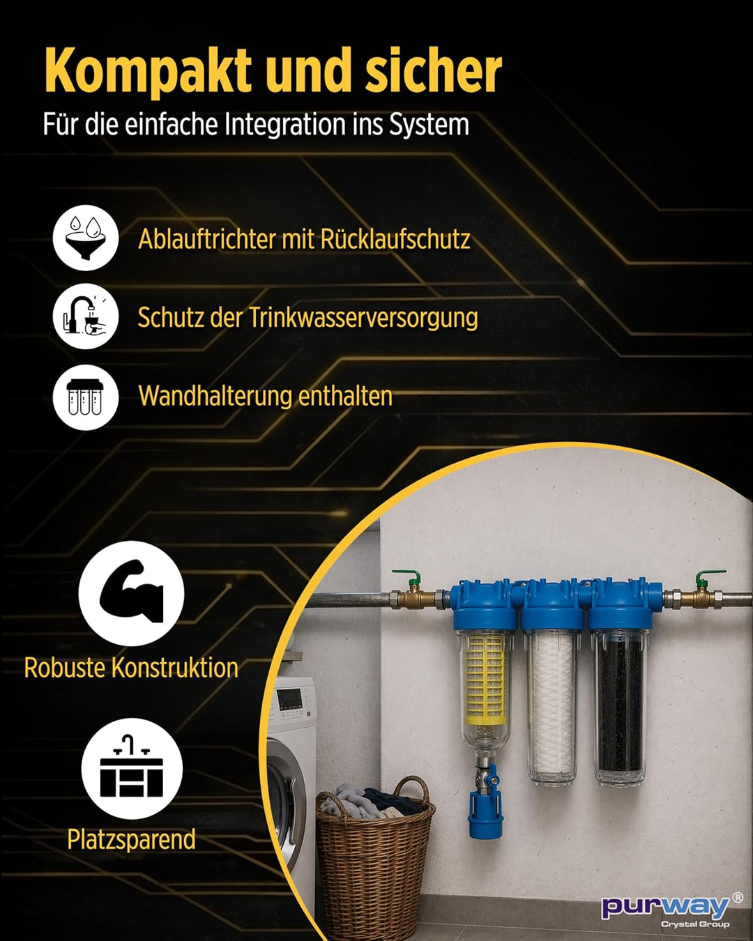 purway® HYDRA Rainmaster Trio RLH LA 1" Wasserfiltergehäuse plus Filter