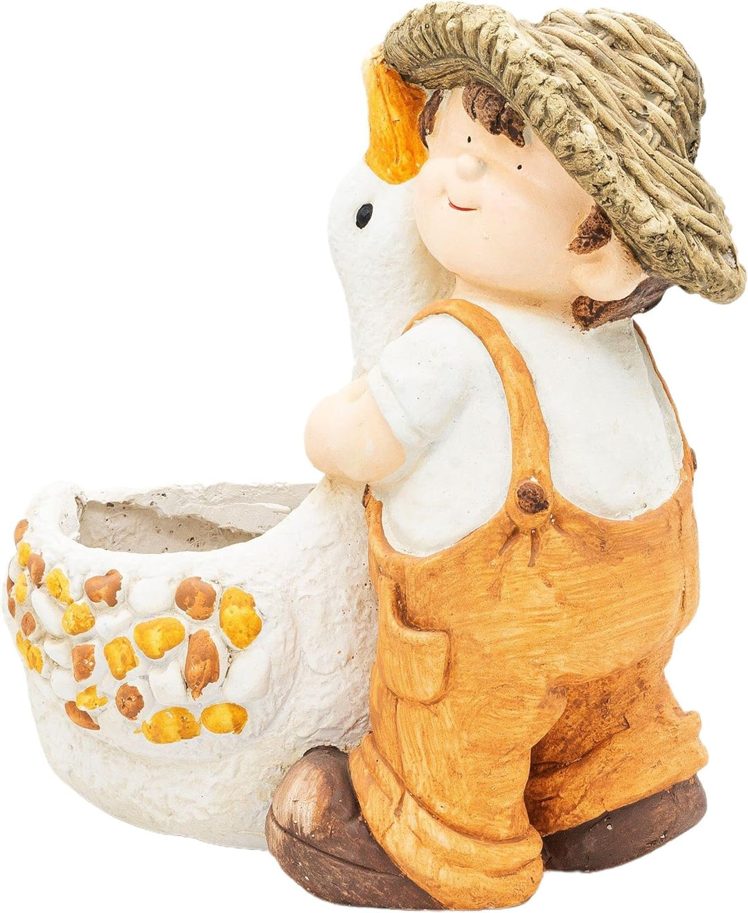 Wichtelstube-Kollektion XL Gartenfigur Dekofigur Martin mit Gans als Blumentopf Gartendeko Figuren f