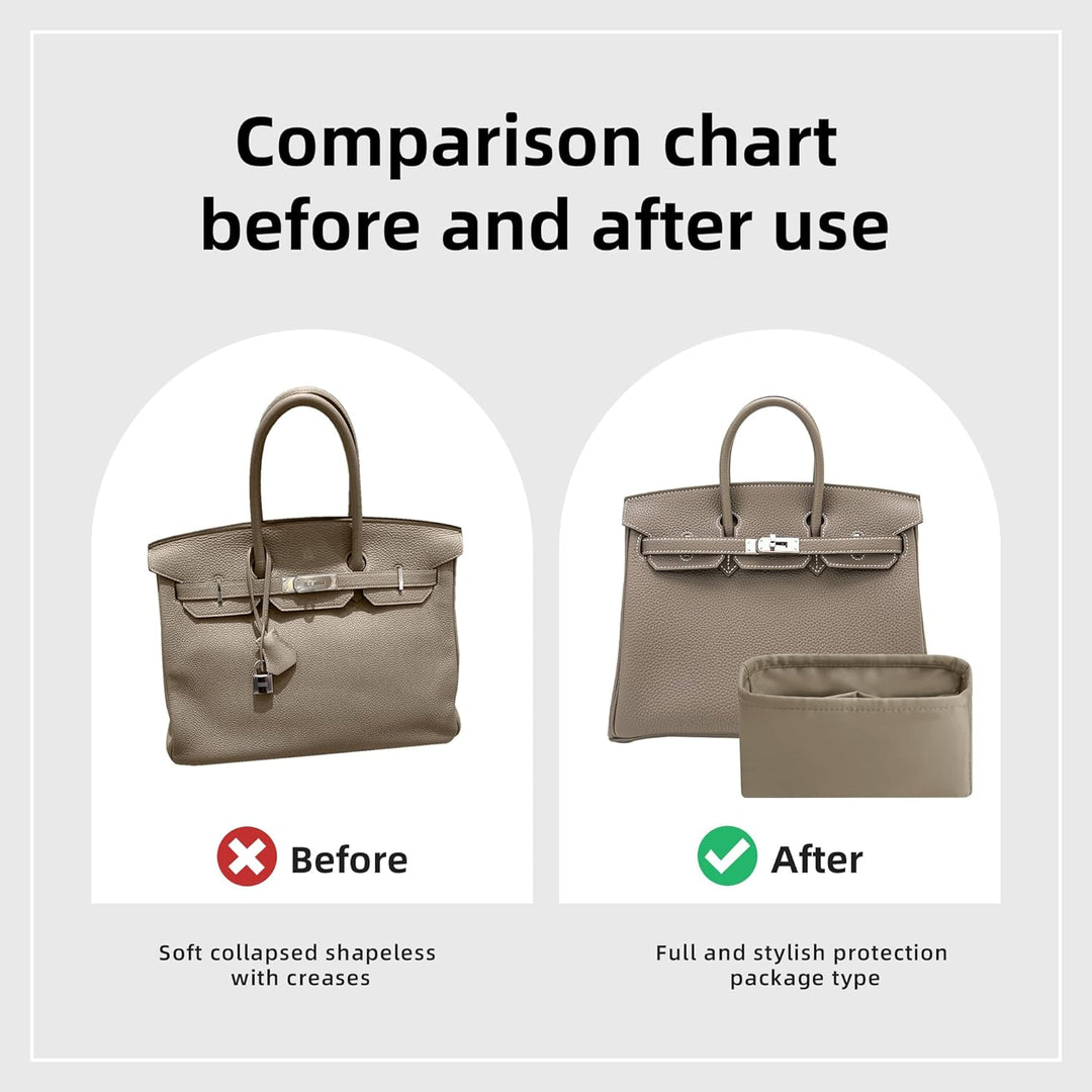 DGAZ Handtaschen Organizer Seide für Birkin 25/30/35/40 Taschen, Taschenorganizer Tasche in Tasche O