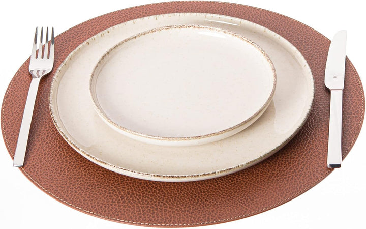 Nikalaz Rund Platzsets und Untersetzer aus Recyceltem Leder, Tisch-Sets, 2 Stück Tisch-Matten, Platz