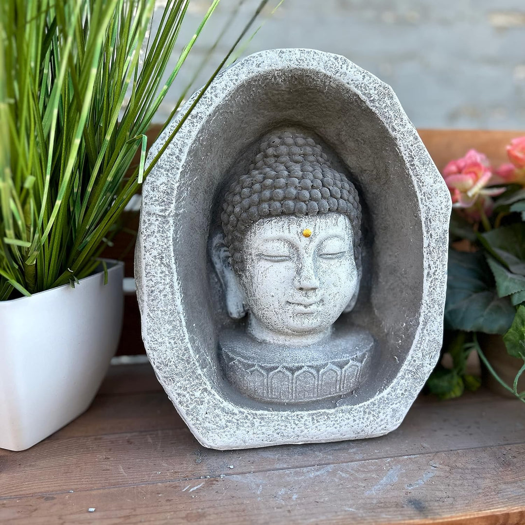 stoneandstyle Steinfigur Meditationsstein Shiva Kopf frostfest wetterfest Steinguss