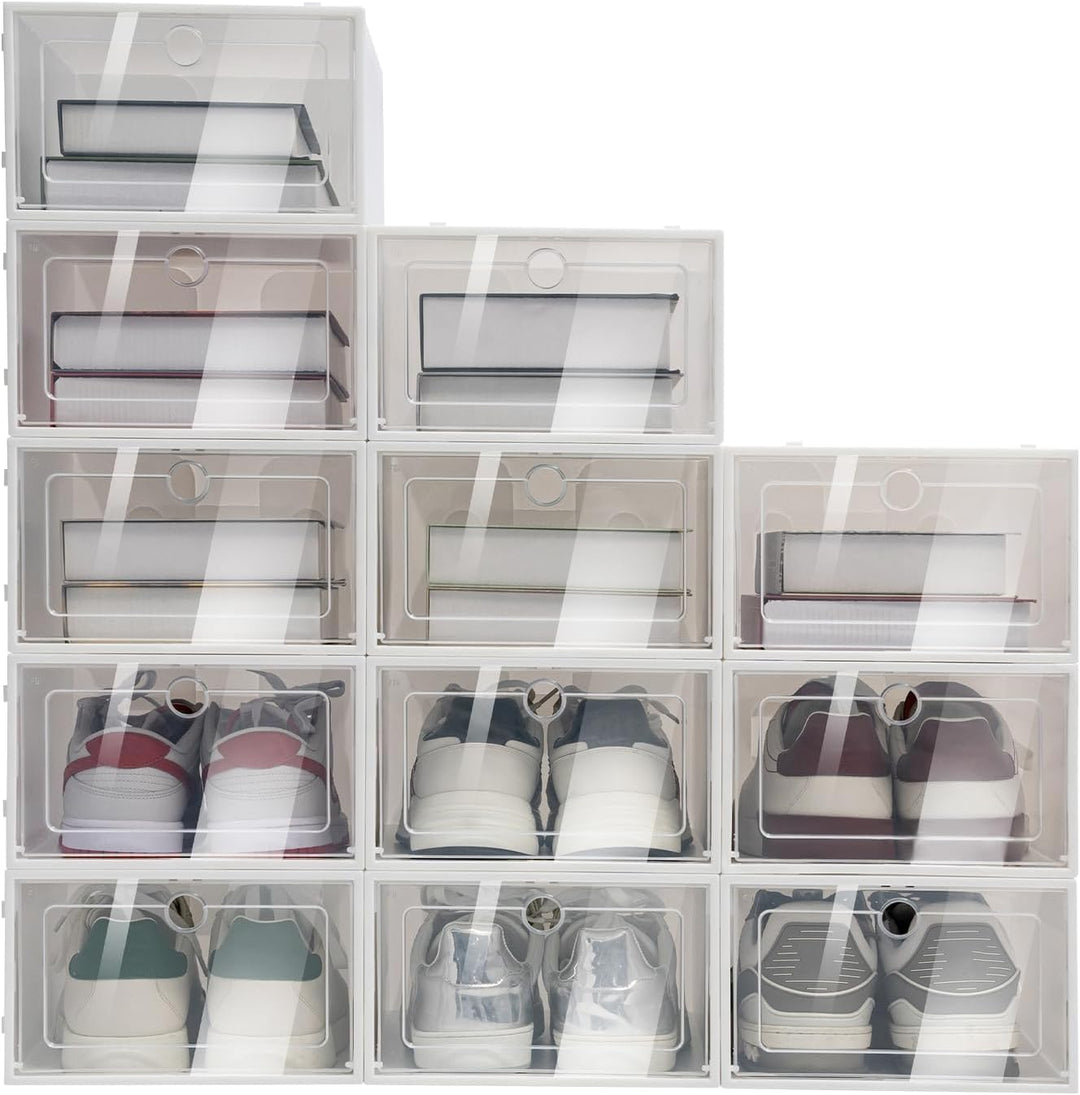 20/24er Transparent Schuhbox, Stapelbar Schuhbox Schuhkarton Schuhaufbewahrung Schublade Transparent