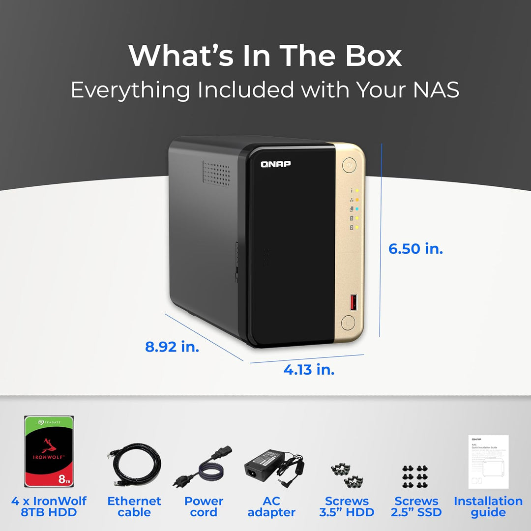 QNAP TS-264-8G 2 Bay 16TB Hochleistungs Desktop Nas mit je 2 x 8 TB Speicherkapazität Raid Seagate I