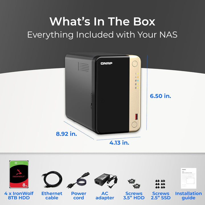 QNAP TS-264-8G 2 Bay 16TB Hochleistungs Desktop Nas mit je 2 x 8 TB Speicherkapazität Raid Seagate I