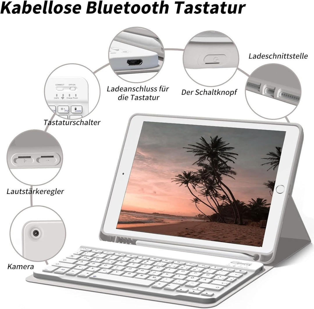 ZOYU Hülle mit Tastatur für iPad 9. Generation 2021/iPad 8. Generation 2020/iPad 7. Generation 2019,