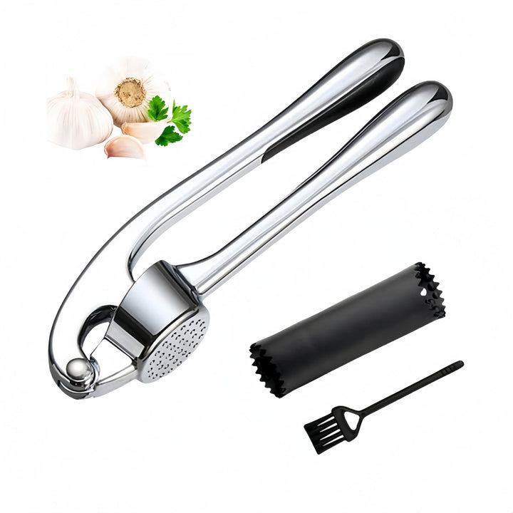 Knoblauchpresse mit Knoblauchschäler und Silikonbürste Effizientes Werkzeug zur Knoblauchpaste Knobl