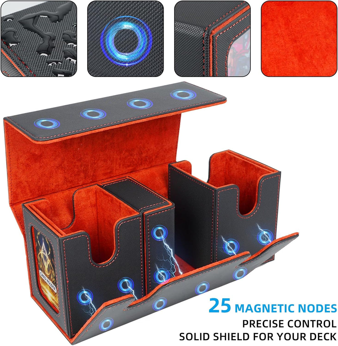 AFIING MTG Commander Kartenbox, 3-in-1 Karten-Aufbewahrungsbox für 200+ doppelt gesleevte Karten, Ma