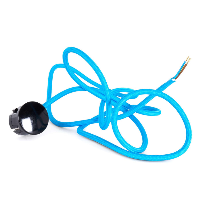 Textilkabel Zuleitung mit Schuko-Stecker (Winkelstecker aus Duroplast: Bakelit Optik), Leitung H03VV