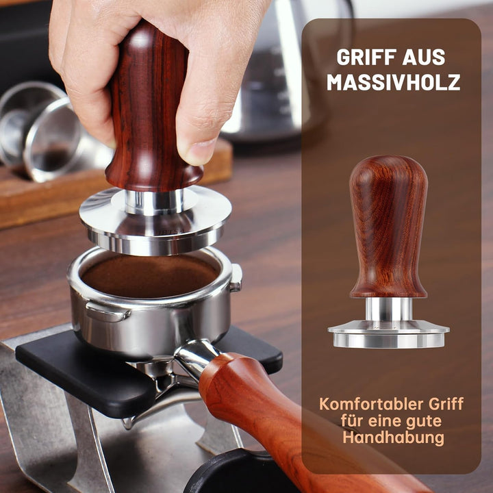 DIBTSA Espresso Tamper 53.3mm,Federbelasteter Kaffeestampfer mit 53.3mm 304-Edelstahl-flache Basis u