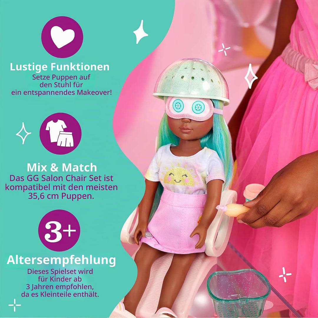 Glitter Girls - GG Salon Stuhl Puppen - Spa Stuhl Spielset - Haartrockner mit Kapuze, Fussbad, vorge