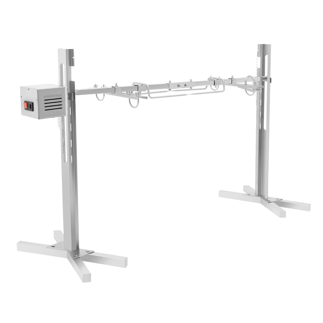 Edelstahl Spanferkelgrill, Höhenverstellbar Grillspiess mit 15W Motor, Elektro Spiessbratengrill mit