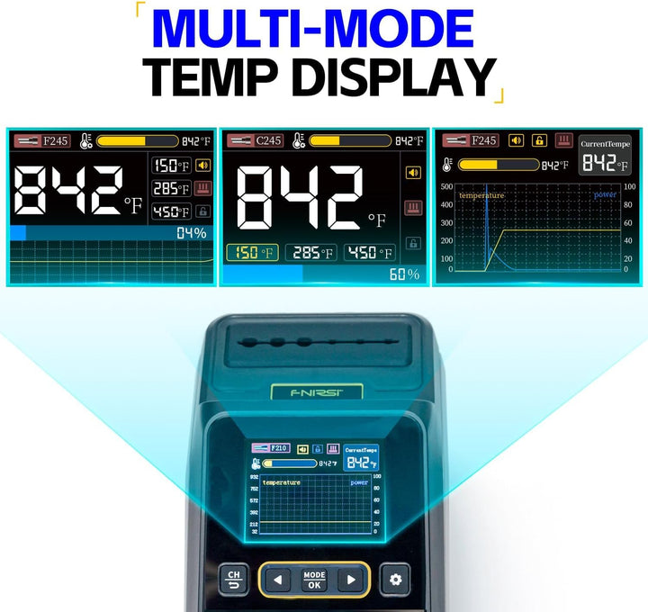 FNIRSI DWS-200 200W Digitale Lötstation Set mit 9 Lötspitzen (F210*3 & F245*6) sowie 2 Lötspitzenhal