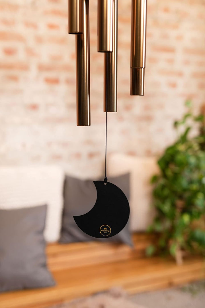 Sonic Energy Moon Meditation Chime – Windspiel mit 6 Klangstäben (432 Hz) – für Garten u. Entspannun