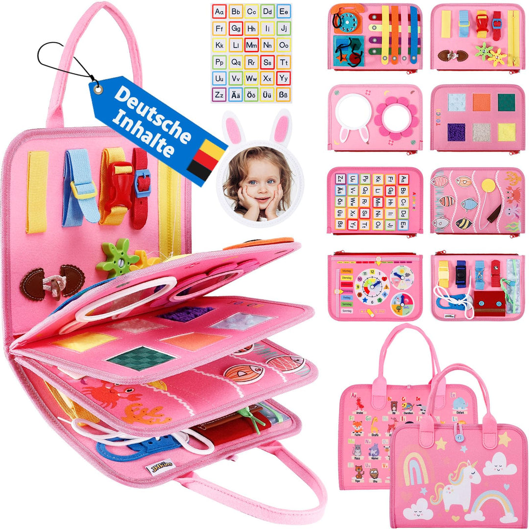 JHkim Busy Board Deutsch Montessori Spielzeug ab 1 2 3 4 Jahr Junge Mädchen, Baby Sensorik Geschenk