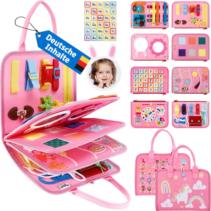 JHkim Busy Board Deutsch Montessori Spielzeug ab 1 2 3 4 Jahr Junge Mädchen, Baby Sensorik Geschenk