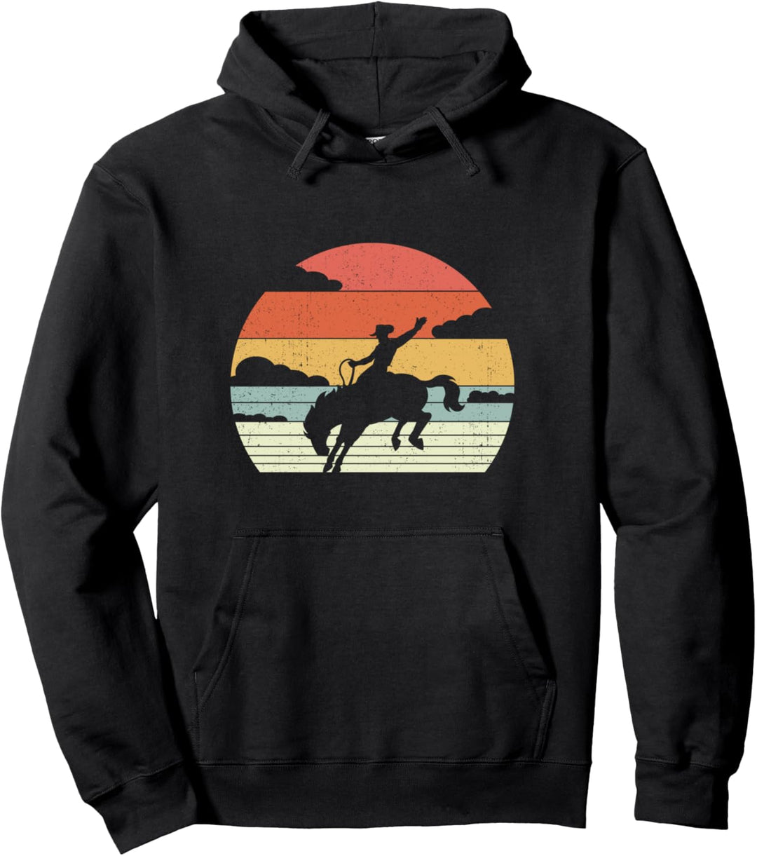 Retro Cowboy Geschenk - Vintage Westernreiten Pferd Rodeo Pullover Hoodie