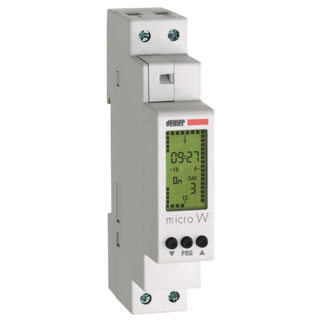 VEMER VE758200 Micro W - Digitale Zeitschaltuhr mit Wochenprogrammierung, Montage DIN-Hutschiene, We