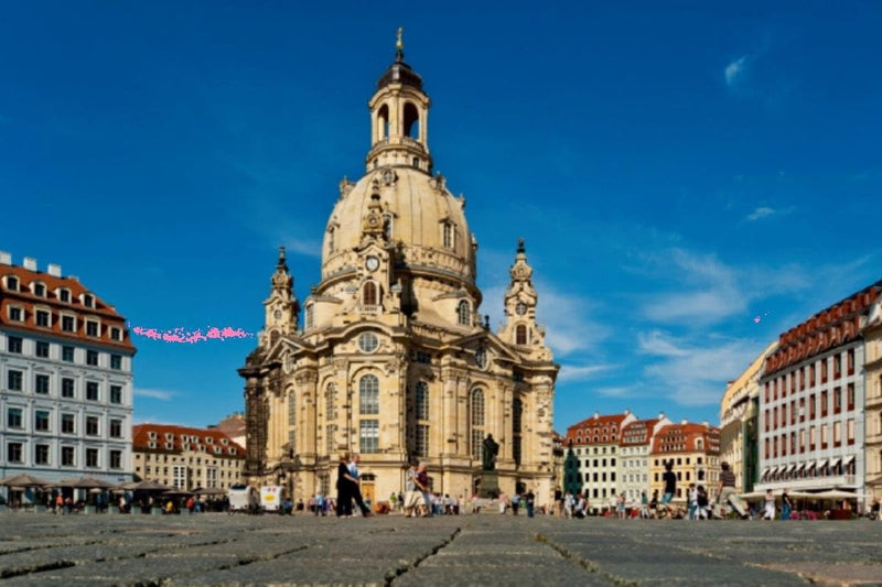 Premium Textil-Leinwand 90 x 60 cm Quer-Format Frauenkirche Dresden | Wandbild, HD-Bild auf Keilrahm