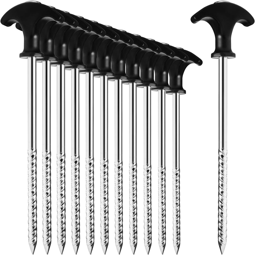 com-four® 12x Zelt-Heringe aus Stahl - robuste Erdnägel mit Gewinde für Camping und Outdoor - ideal