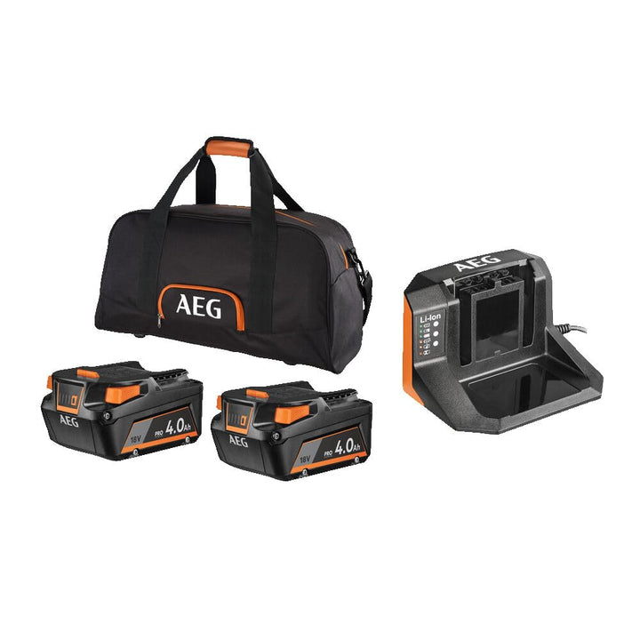 AEG - Set mit 2 Akkus 4 Ah 18 V (PRO18V) und Ladegerät, Lieferung in Aufbewahrungstasche – SETLL1840