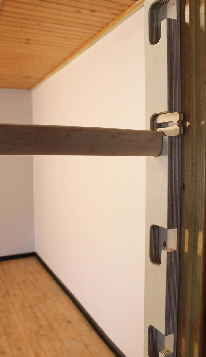 Verstellbare Klimmzugstange aus Holz mit Arretierung - bis 160 kg Belastbarkeit - 5 Höhenstufen - Ma