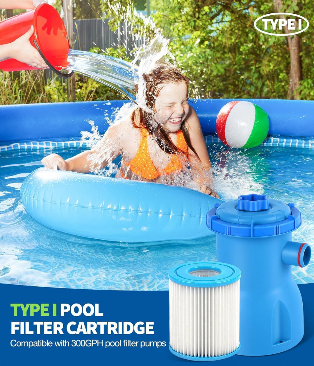 Filterkartusche Grösse I für Bestway-Schwimmbecken, Typ-I-Filterkartuschen, kompatibel mit 58093, 58