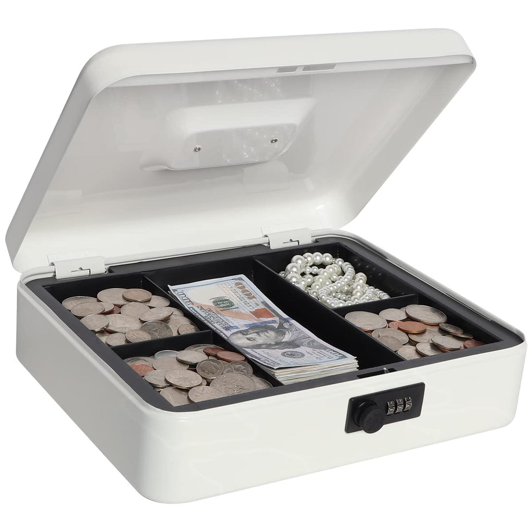 Grosse Geldkassette mit Zahlenschloss, Metall Spardose für Bargeld, Lovndi Schlossbox mit Geldfach,