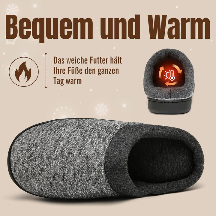 Mishansha Herren Damen Warme Hausschuhe Winter Memory Foam Plüsch Pantoffeln Rutschfest Slipper,Gr.3