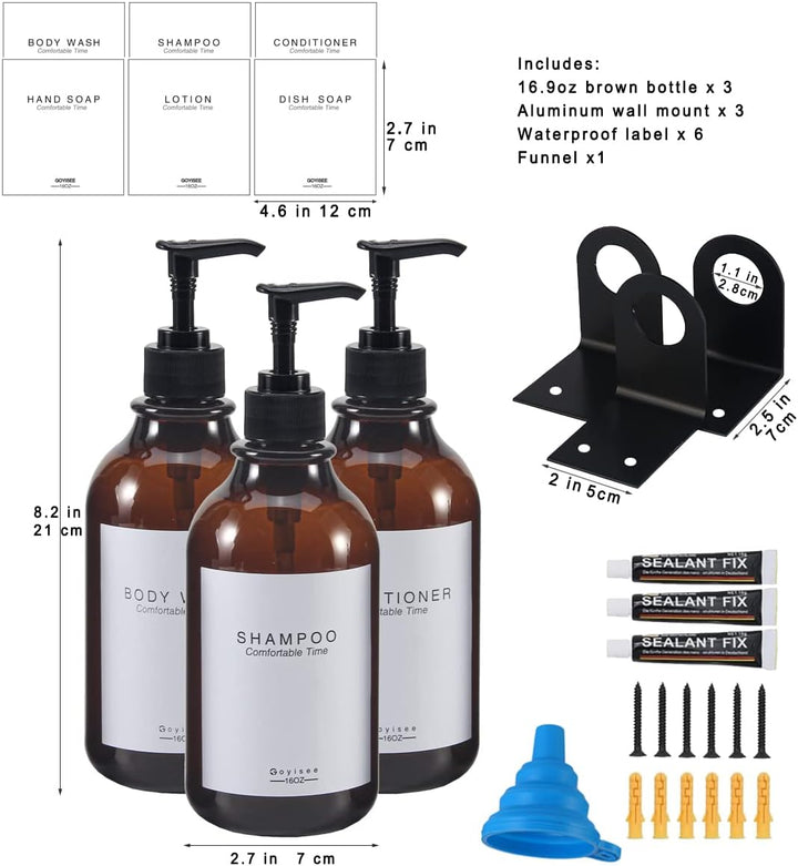 Shampoo und Conditioner Spender für Duschwand 3 Kammer, nachfüllbare Shampoo und Conditioner Flasche
