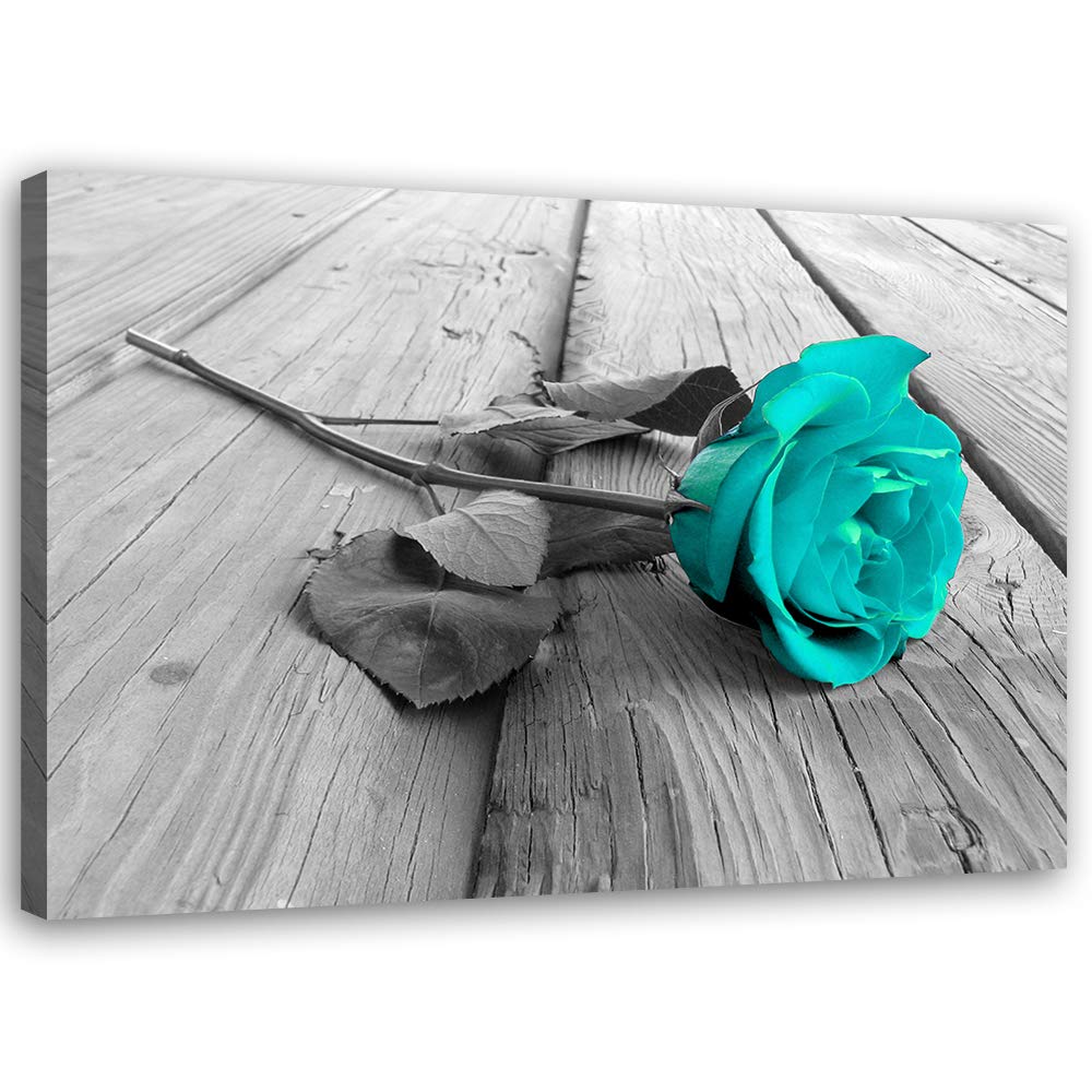 Feeby Vlies Leinwandbild Rose Blume Abstraktion 120x80 cm Druckbild Wandbild Wanddekoration Deko Wan