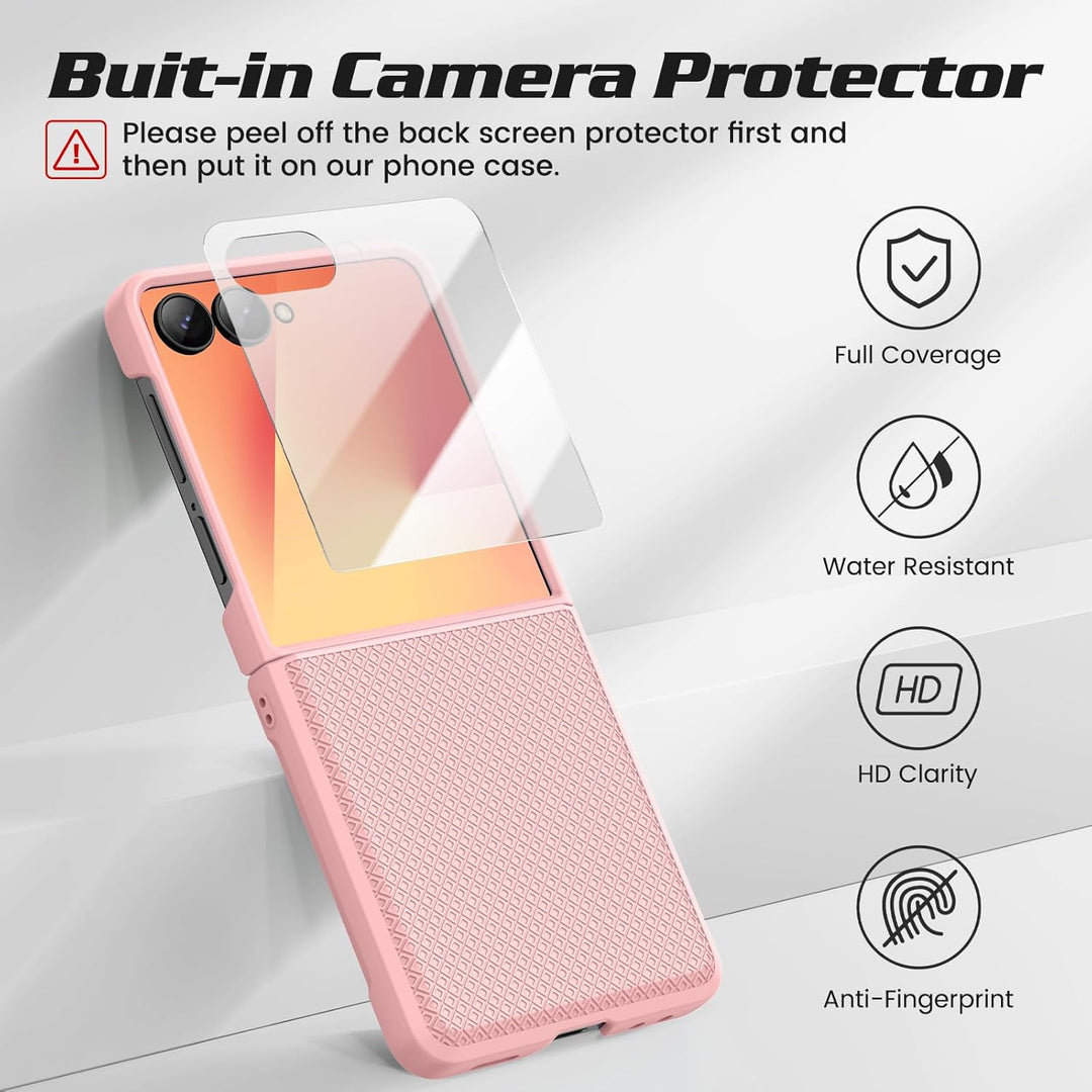 Doeshine für Samsung Galaxy Z Flip 7 Hülle [Not für Flip 7FE] mit Scharnierschutz & Displayschutzfol