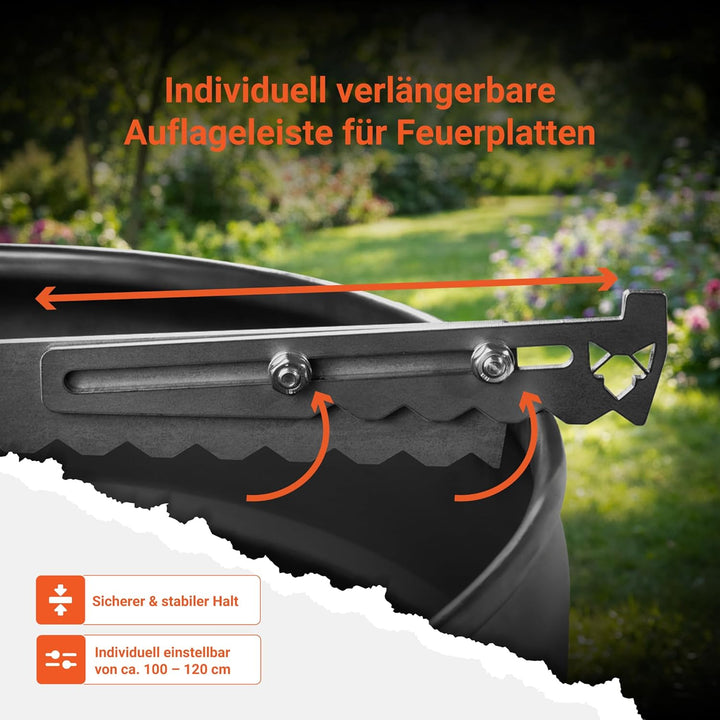 FENNEK verstellbare Auflageleisten für Feuerplatten Ø 100-120 cm | Für optimale Luftzufuhr und siche