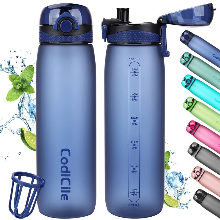CodiCile Trinkflasche 1L, Wasserflasche 1L BPA-Frei, Auslaufsichere 1 Liter Trinkflasche, Tritan Spo