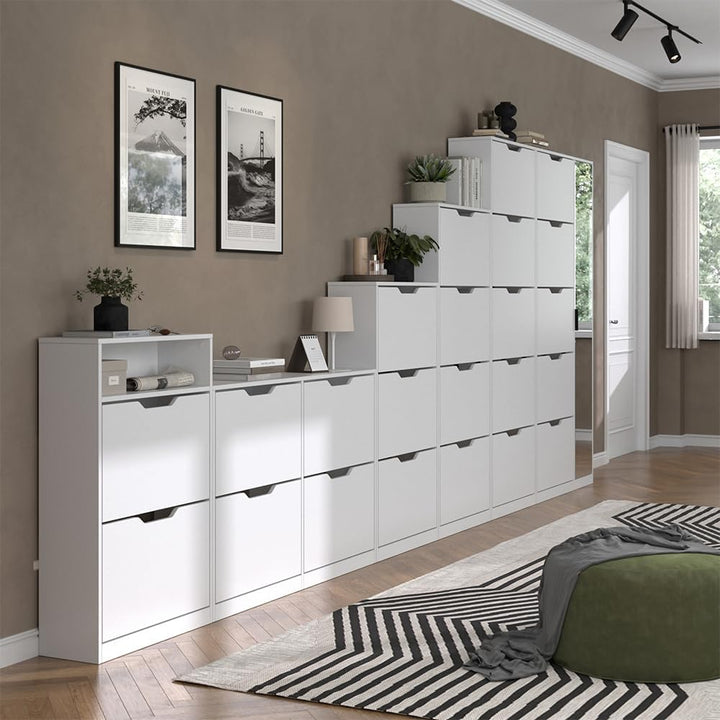 Vicco Schuhkipper Luca, Weiss, 59 x 94 cm mit 2 Kippfächern | mit 2 Fächern Weiss 2 Fächer, Weiss 2