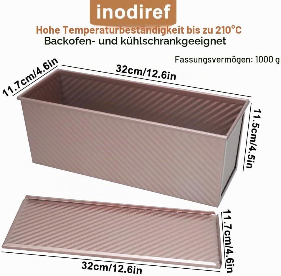 Toastbrot Backform Mit Deckel 1000g Teig Antihaft Kastenform Mit Deckel, Roségold Brotbackform Mit d