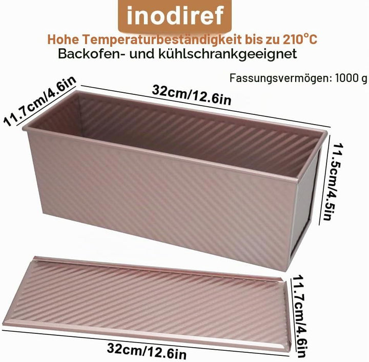 Toastbrot Backform Mit Deckel 1000g Teig Antihaft Kastenform Mit Deckel, Roségold Brotbackform Mit d