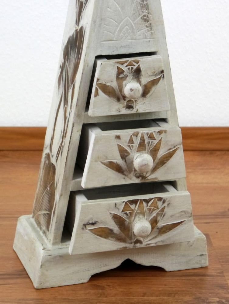 livasia Pyramiden Kommode, Schubladenkommode, Schubladenschränkchen, Schmuckschränkchen (weiss)