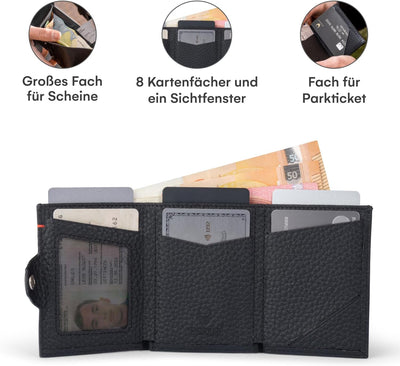 DONBOLSO Wallet NextGen Leder I Slim ohne Münzfach I Geldbeutel mit RFID Schutz I Kartenetui bis 11