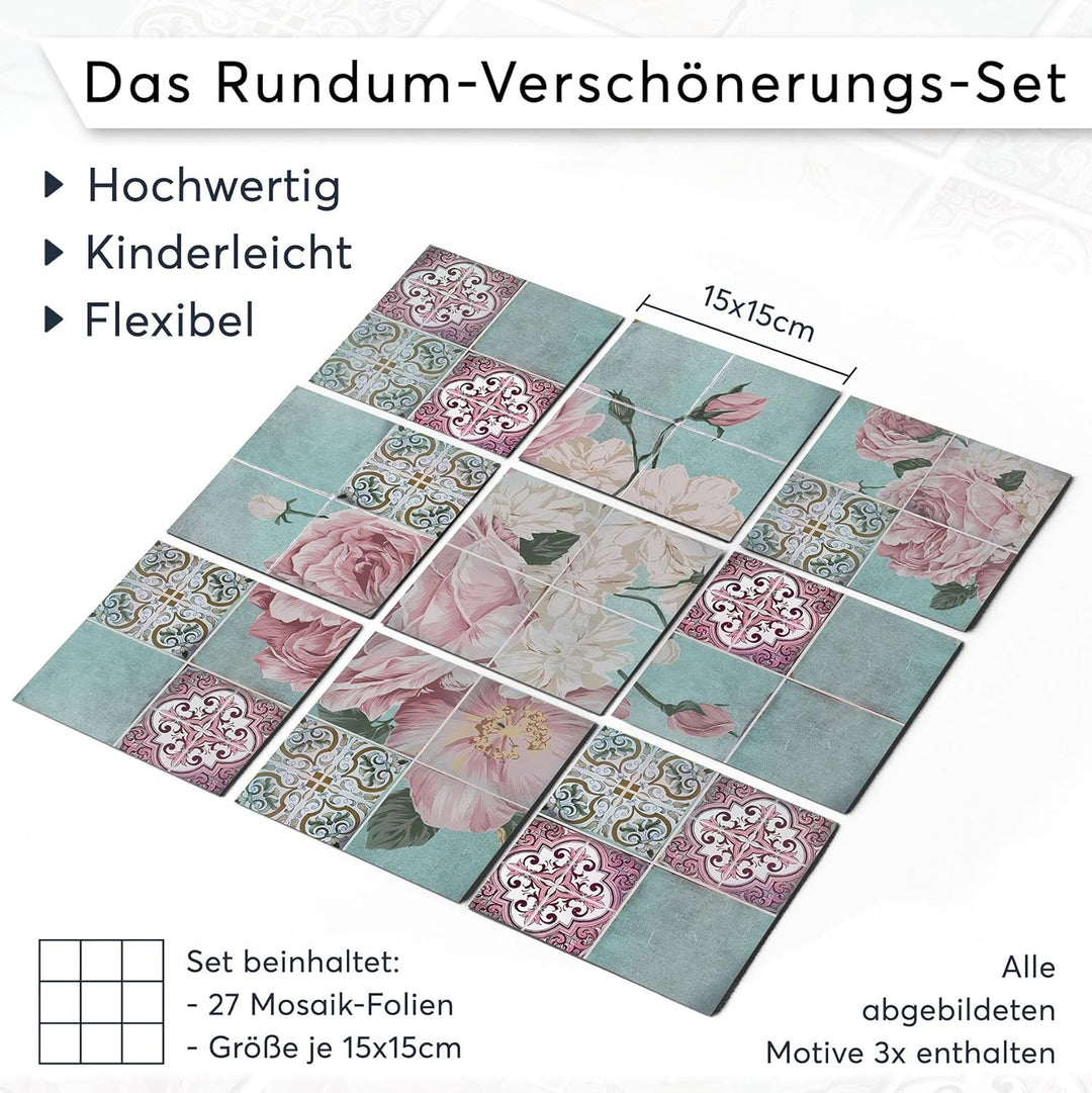 PVC Klebe-Fliesen für - [ Boden Fliesen ] - Aufkleber Folie Sticker für Boden-Fliesen - Küche oder B